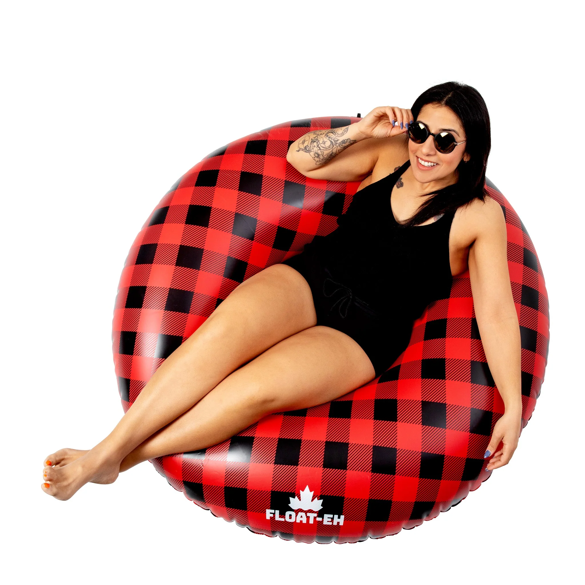 Buffalo Plaid Tube - Red Retro Pool Float - Image 3