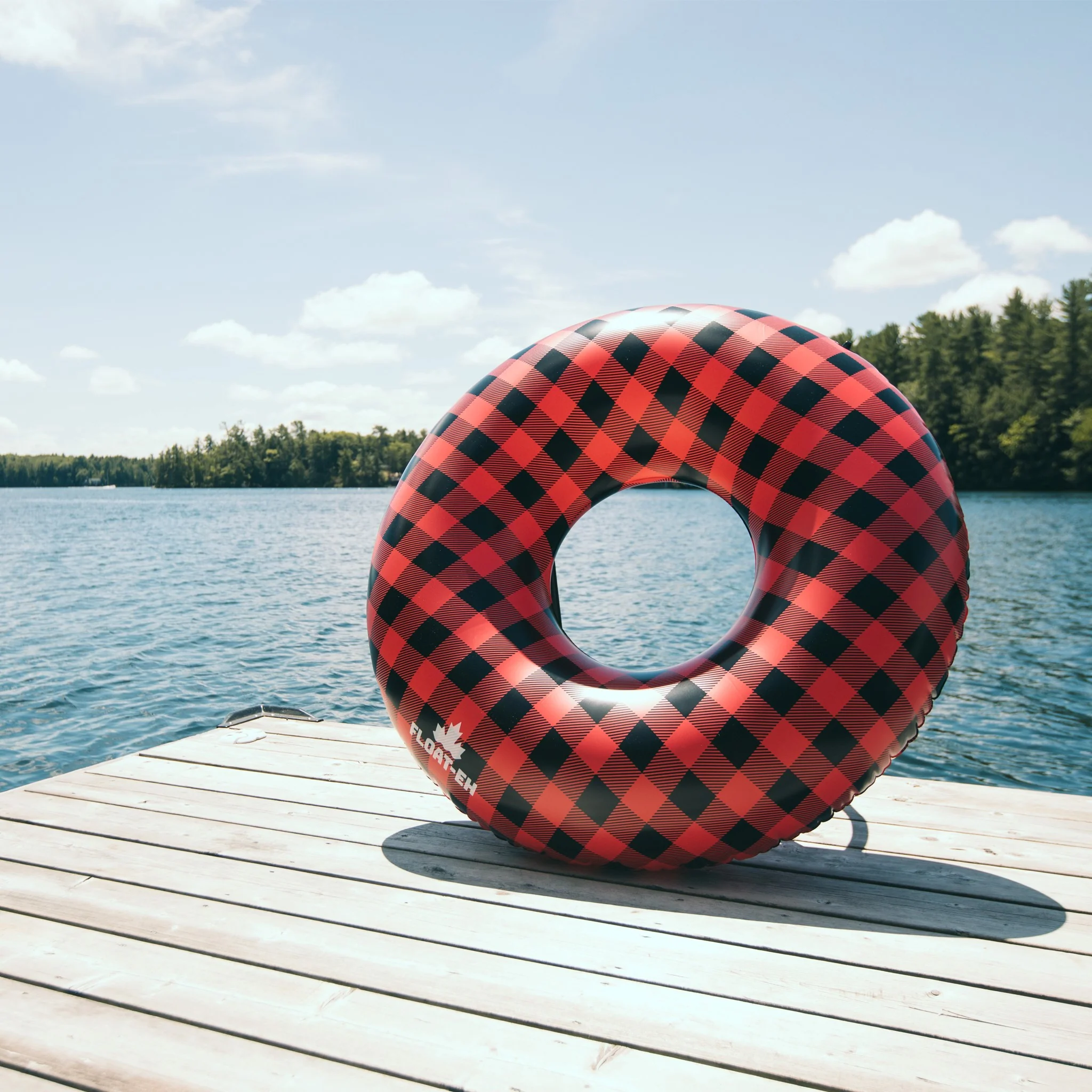 Buffalo Plaid Tube - Red Retro Pool Float - Image 5