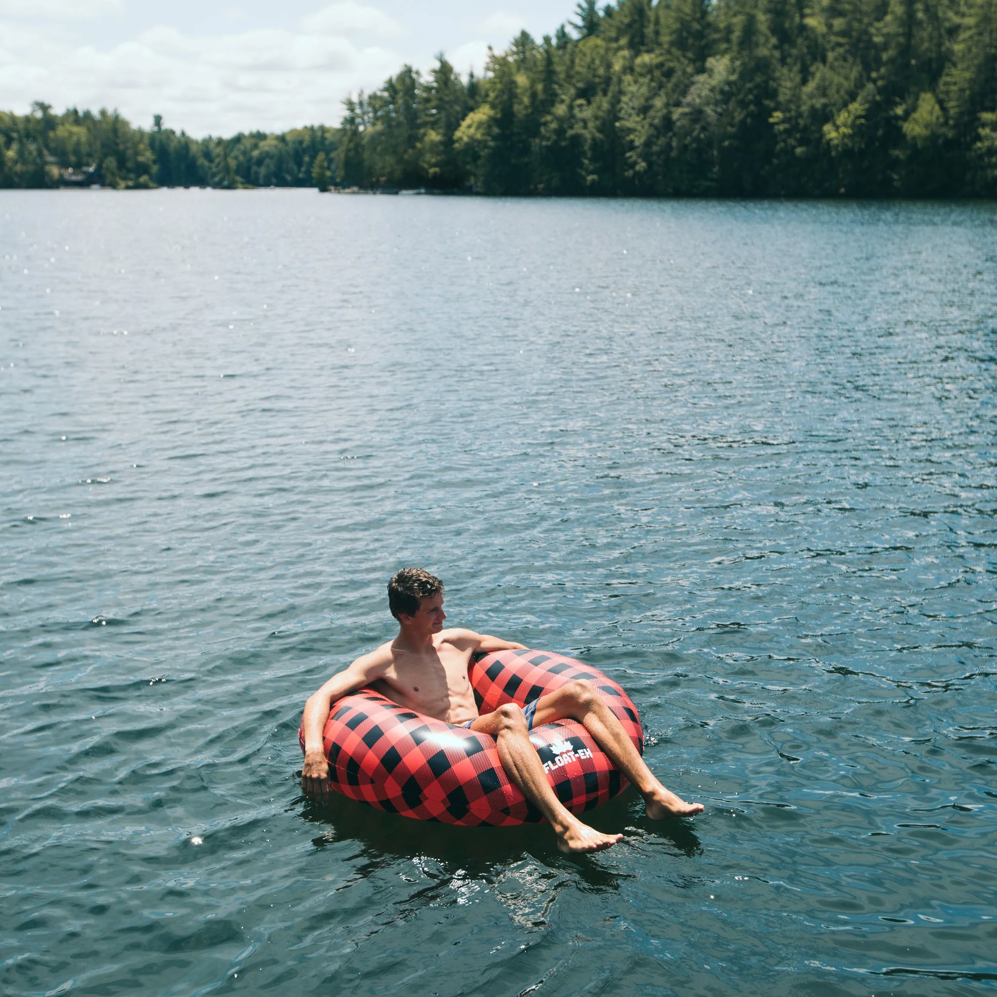 Buffalo Plaid Tube - Red Retro Pool Float - Image 6